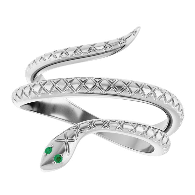Round Emerald Symbols Ring in Gold and Platinum