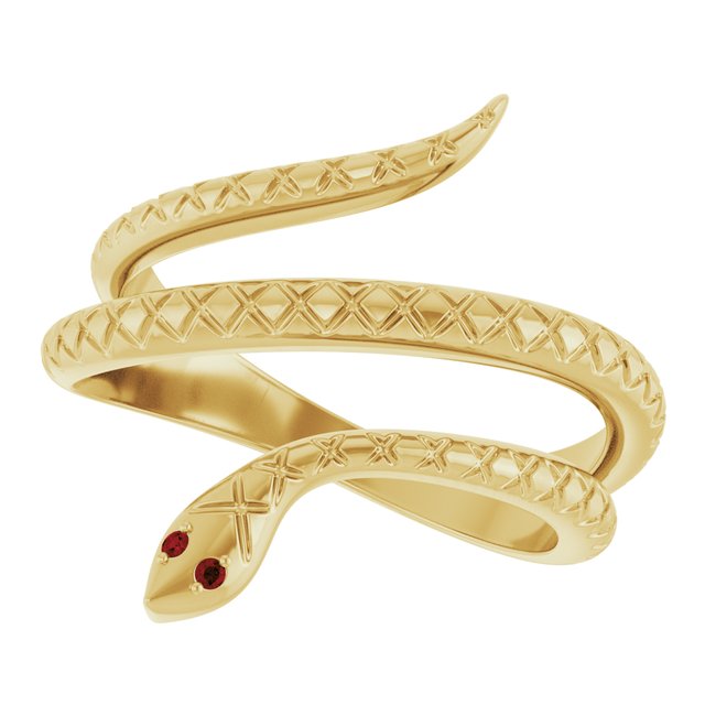 Round Mozambique Garnet Symbols Ring in Gold and Platinum