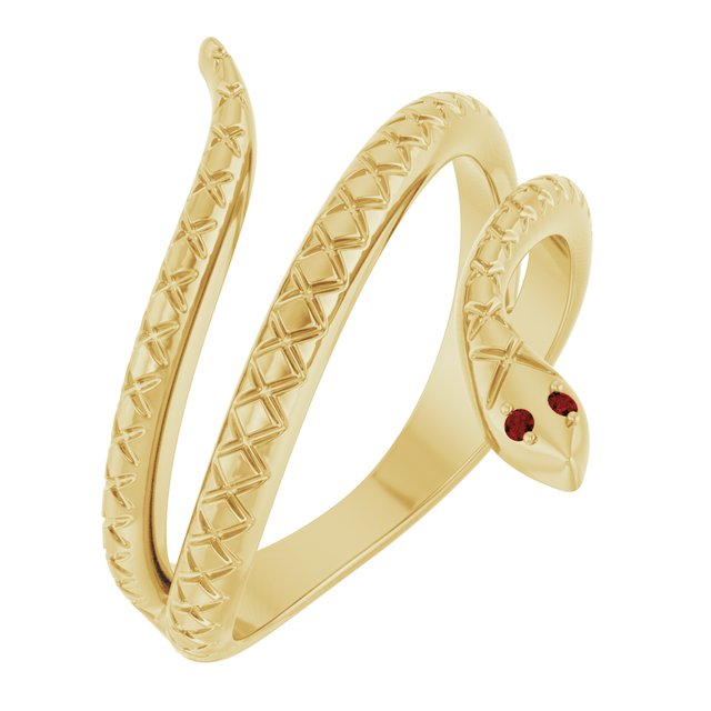 Round Mozambique Garnet Symbols Ring in Gold and Platinum