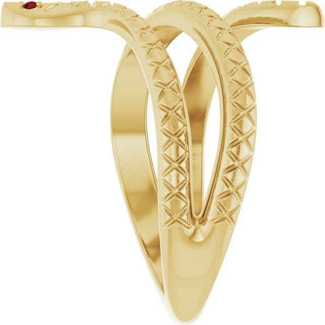 Round Mozambique Garnet Symbols Ring in Gold and Platinum