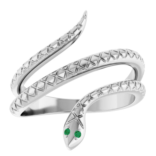 Round Emerald Symbols Ring in Gold and Platinum