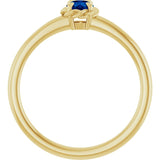 Round Lab-Grown Blue Sapphire Solitaire Ring in Gold and Platinum