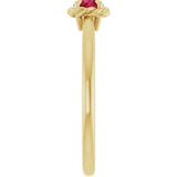 Round Ruby Solitaire Ring in Gold and Platinum