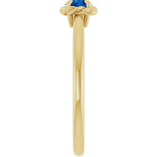 Round Lab-Grown Blue Sapphire Solitaire Ring in Gold and Platinum