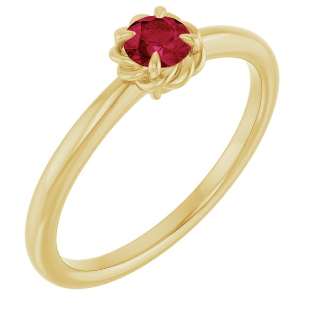 Round Ruby Solitaire Ring in Gold and Platinum
