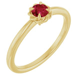 Round Ruby Solitaire Ring in Gold and Platinum