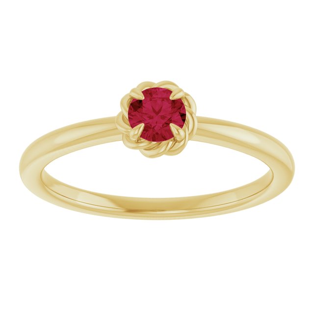 Round Ruby Solitaire Ring in Gold and Platinum