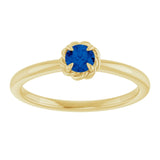 Round Lab-Grown Blue Sapphire Solitaire Ring in Gold and Platinum