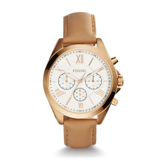 Fossil Women S Modern Courier Chronograph Tan Leather Watch