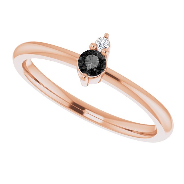 Round Black Onyx & Diamond Accented Ring in Gold and Platinum