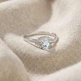 Aquamarine 0.70CT And Diamond 9K White Gold Ring