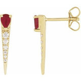 Ruby & Diamond Pear Stud Earrings in Gold and Platinum