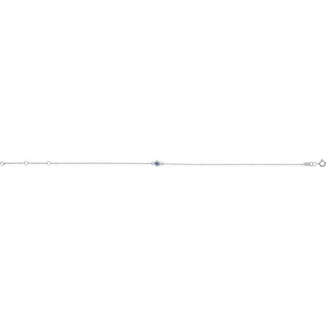 1-Stone Natural Aquamarine & Round Bezel-Set Link Bracelet In Set