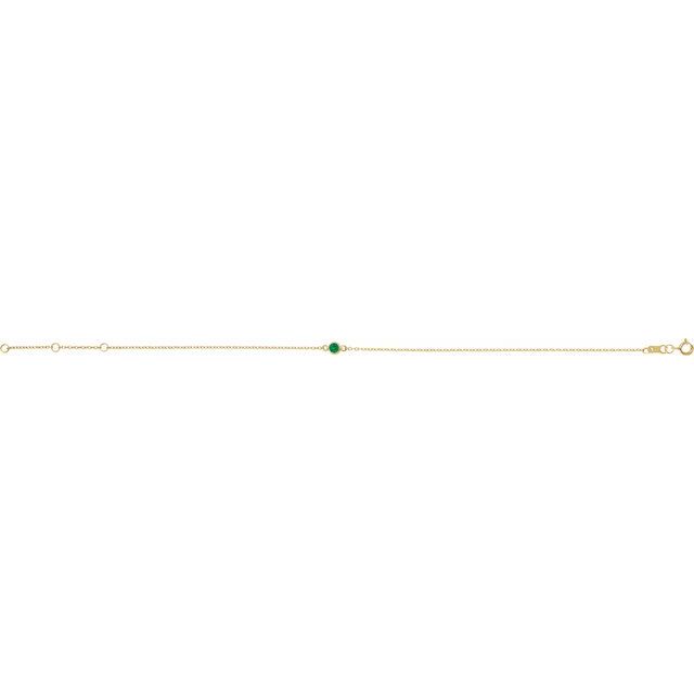 1-Stone Natural Emerald & Round Bezel-Set Link Bracelet In Set