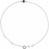 1-Stone Natural Blue Sapphire & Round Bezel-Set Link Bracelet In Set