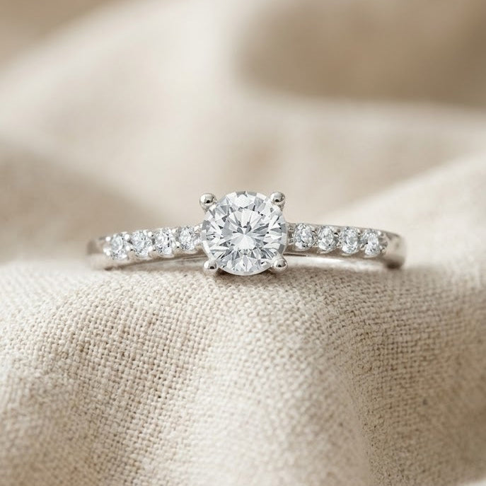 Lab Diamond Side Stone Engagement Ring 0.25ct H/SI in 9K White Gold