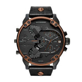 Diesel Men's Watches Mr Daddy 2.0 Multi-Function Multi-Time Zone Chronograph Black Leather Watch