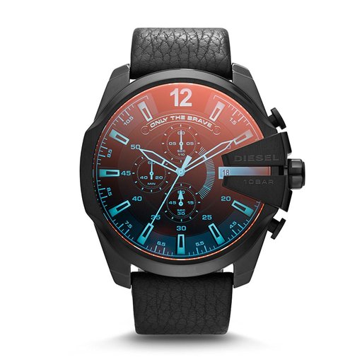 Diesel Men's DZ4323 Mega Chief Black IP Leather Watch