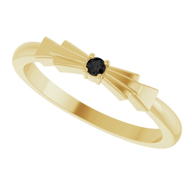 Round Black Onyx Stackable Ring in Gold