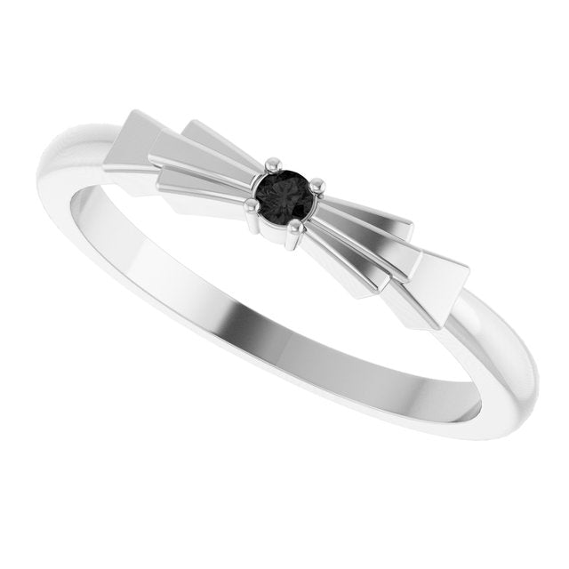 Round Black Onyx Stackable Ring in Platinum