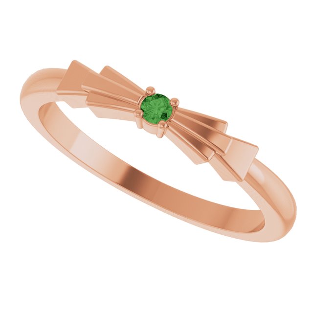 Round Green Tourmaline Stackable Ring in Gold