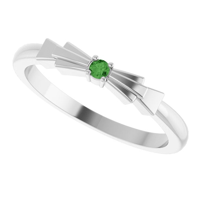 Round Green Tourmaline Stackable Ring in Platinum