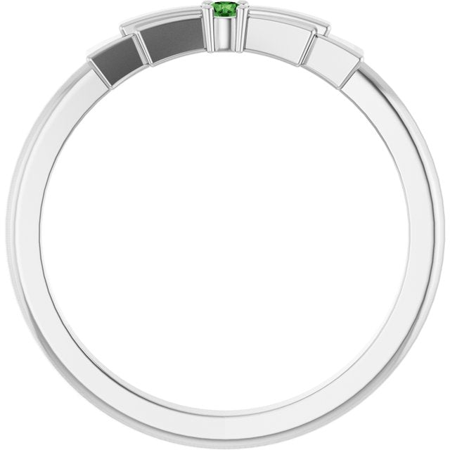 Round Green Tourmaline Stackable Ring in Platinum