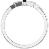 Round Black Onyx Stackable Ring in White Gold
