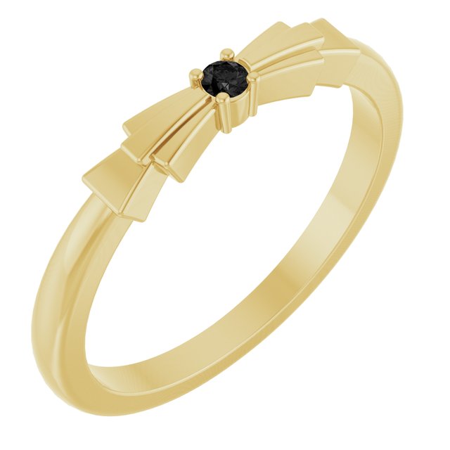 Round Black Onyx Stackable Ring in Gold