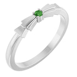 Round Green Tourmaline Stackable Ring in Platinum