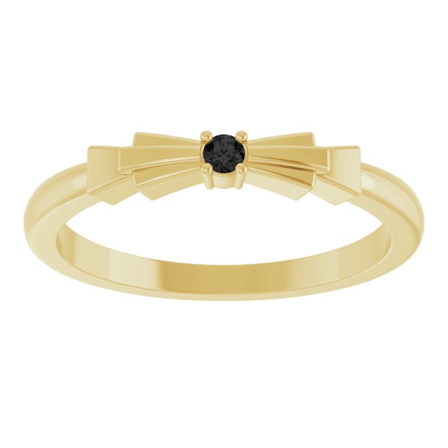 Round Black Onyx Stackable Ring in Gold