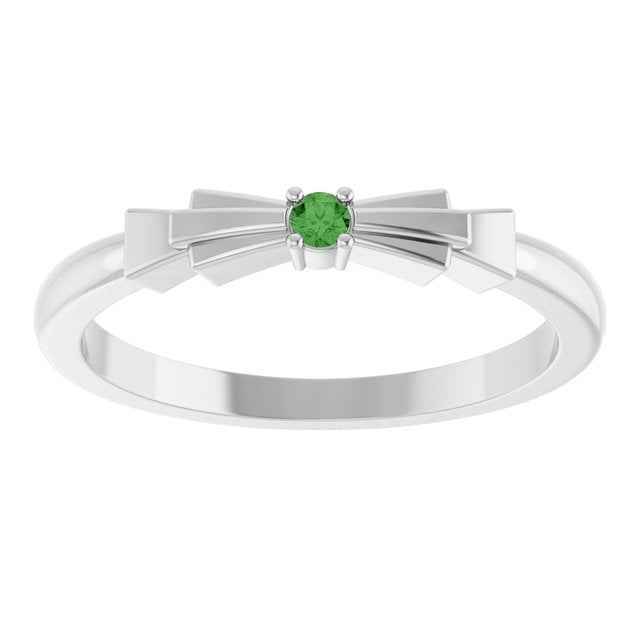 Round Green Tourmaline Stackable Ring in Platinum