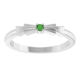 Round Green Tourmaline Stackable Ring in Platinum