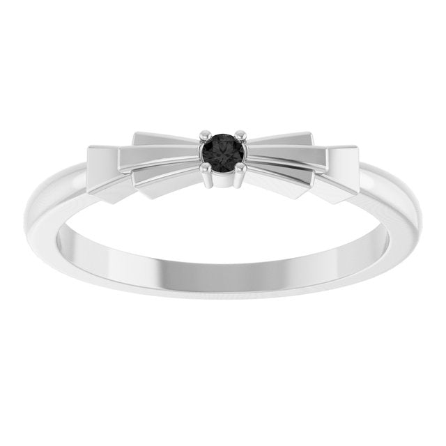 Round Black Onyx Stackable Ring in Platinum