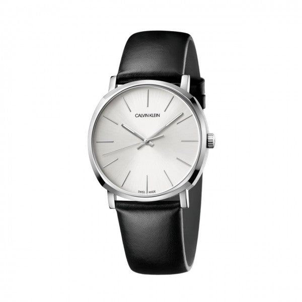 Calvin Klein Posh Men’s Silver Dial 40 mm Leather Watch