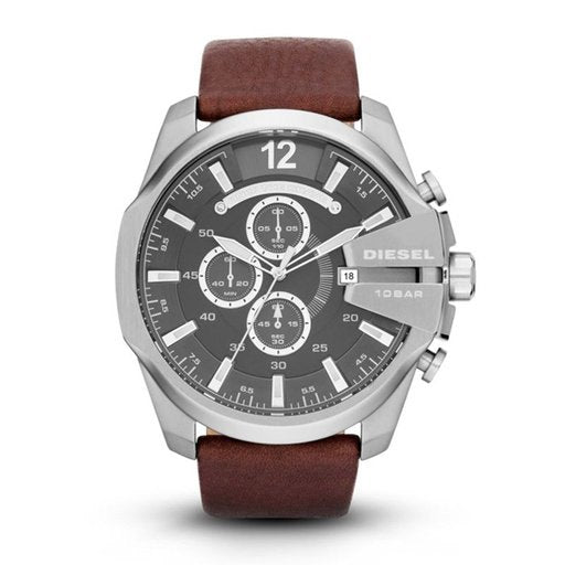 Diesel Men's Watches Mega Chief Chronograph Classic Brown Leather Watch DZ4290