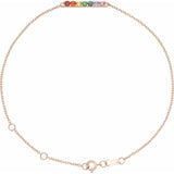 Round Natural Multi-Gemstone Accented Bar Bracelet In Gold & Platinum