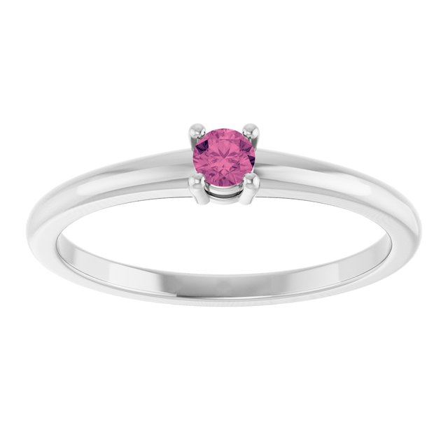 Round Pink Tourmaline Solitaire Ring in Gold and Platinum