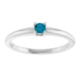 Round London Blue Topaz Solitaire Ring in Gold and Platinum