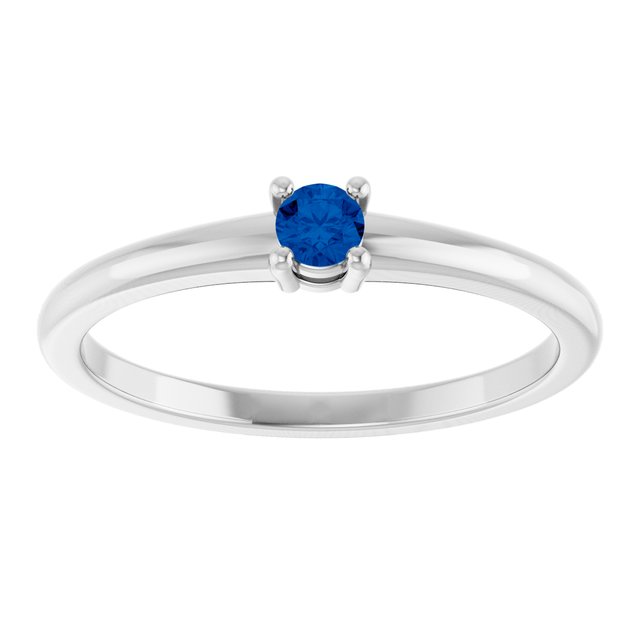 Round Blue Sapphire Solitaire Ring in Gold and Platinum