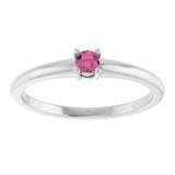 Round Pink Tourmaline Solitaire Ring in Gold and Platinum