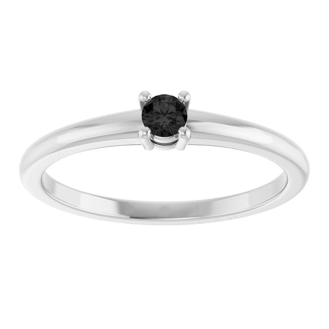 Round Black Onyx Solitaire Ring in Gold and Platinum