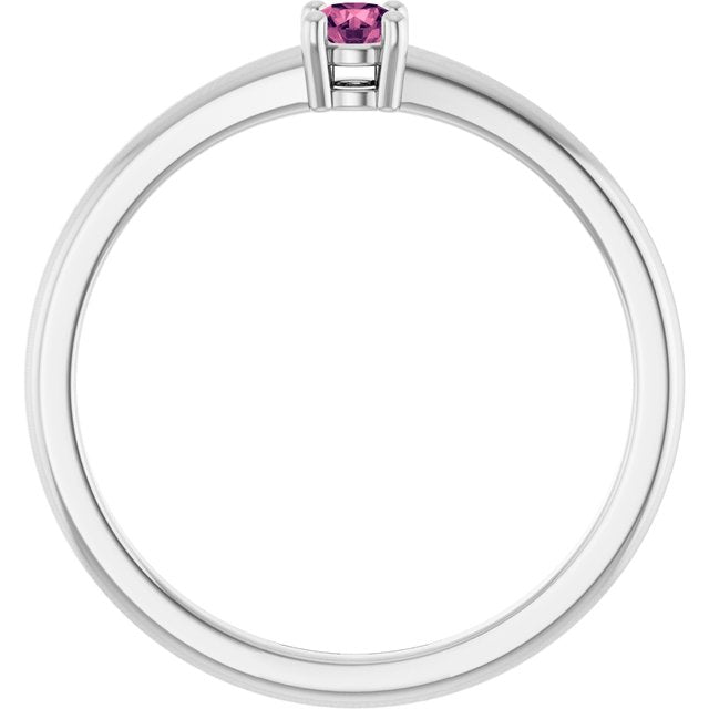 Round Pink Tourmaline Solitaire Ring in Gold and Platinum