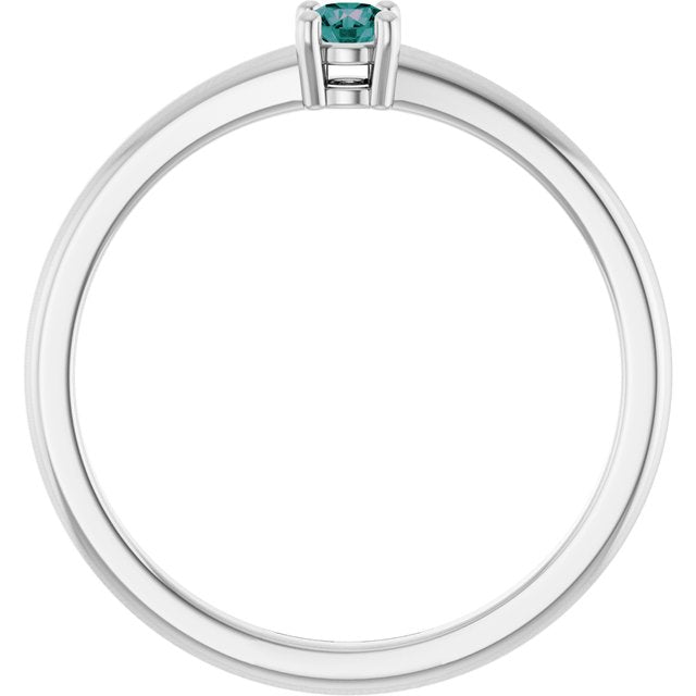 Round Lab-Grown Alexandrite Solitaire Ring in Gold and Platinum
