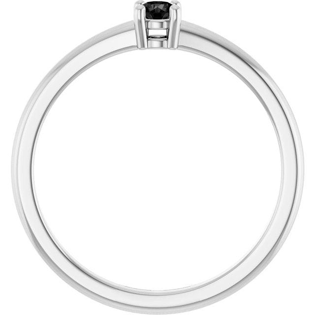Round Black Onyx Solitaire Ring in Gold and Platinum