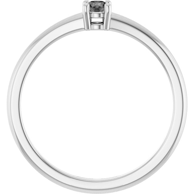 Round Gray Spinel Solitaire Ring in Gold and Platinum