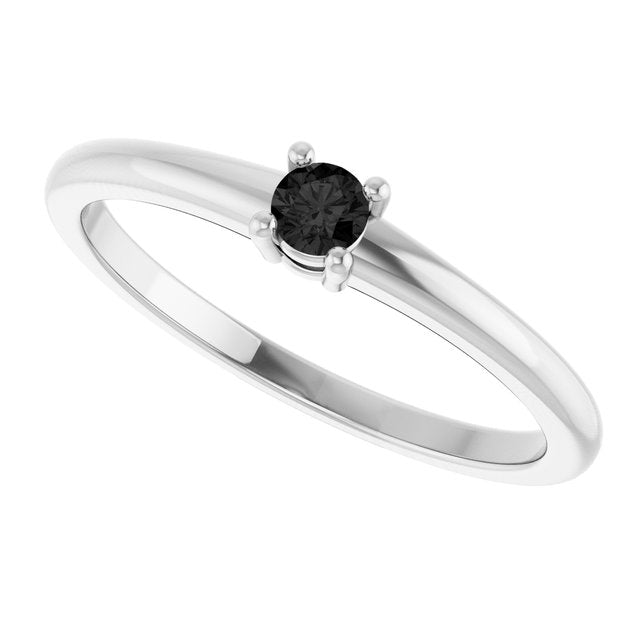 Round Black Onyx Solitaire Ring in Gold and Platinum