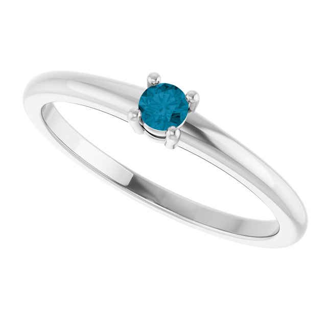 Round London Blue Topaz Solitaire Ring in Gold and Platinum