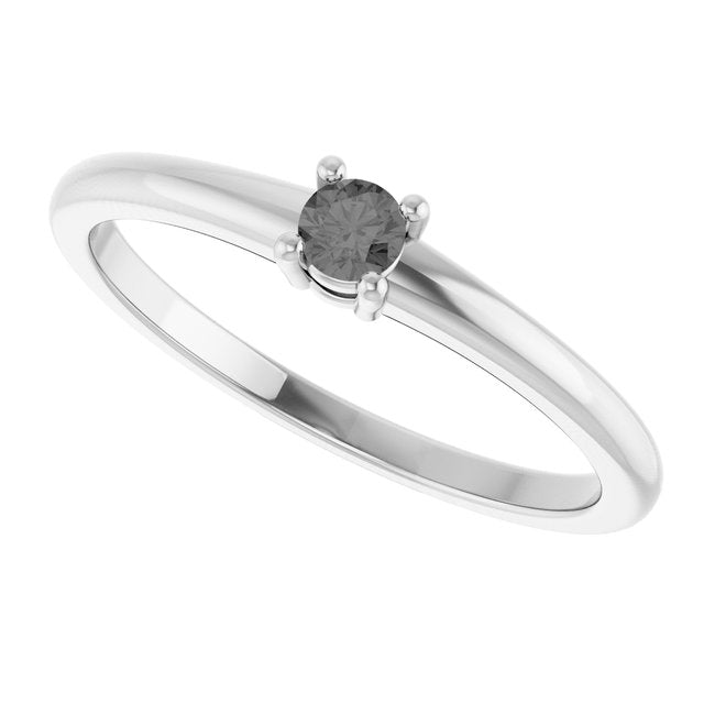 Round Gray Spinel Solitaire Ring in Gold and Platinum