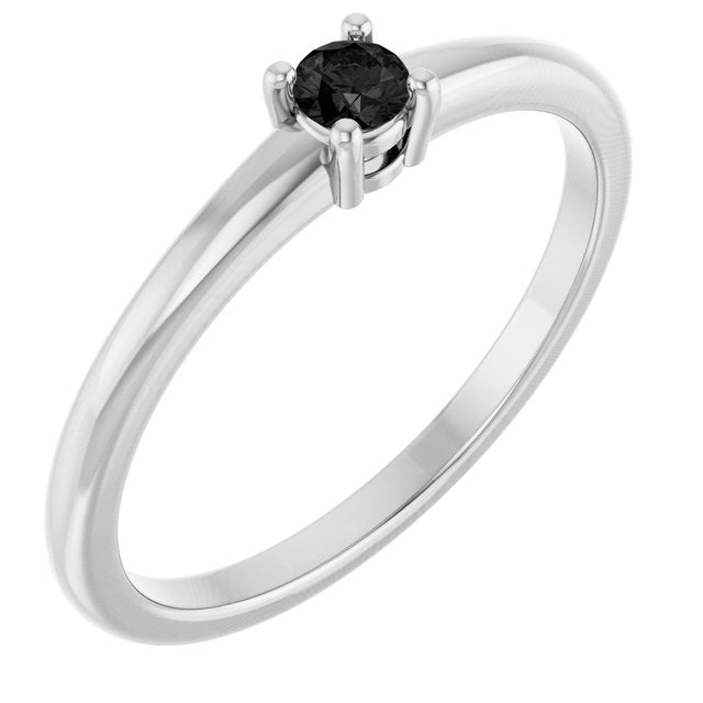 Round Black Onyx Solitaire Ring in Gold and Platinum
